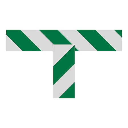 Superior Mark Floor Markings, Ts, 2in, Green/White Hazard Stripe IN-40-563